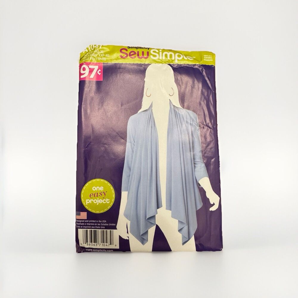 Simplicity A1047 Sewing Pattern Misses Knit Cardi Wrap Sizes XXS S M L XL